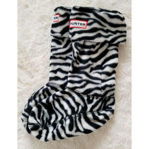 Hunter Kids Girl's XS (US 11-13) Fleece Welly Zebra Print Cuffed Sock Inserts